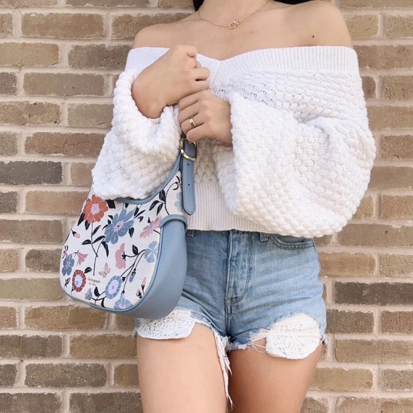 Kate spade Penny Floral Jacquard Small Hobo Bag Crossbody Floral Garden - Picture 2 of 2